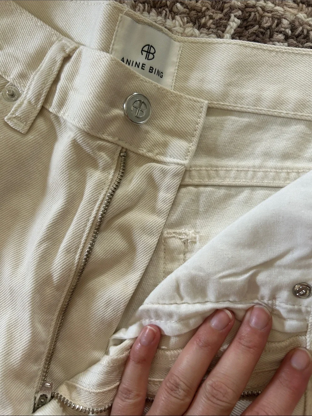 Anine Bing Cream Bootcut Jeans